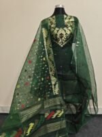 প্রিমিয়াম হাতে বোনা হাফ সিল্ক জামদানী টু পিস - Image 8