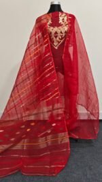 প্রিমিয়াম হাতে বোনা হাফ সিল্ক জামদানী টু পিস - Image 7