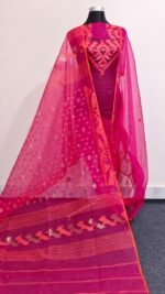 প্রিমিয়াম হাতে বোনা হাফ সিল্ক জামদানী টু পিস - Image 5